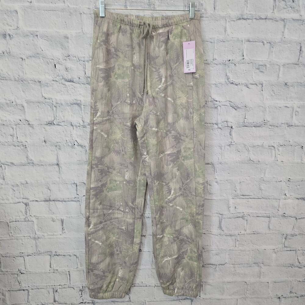 Wild Fable Camo Print Jogger Sweatpants Sz Xs green fleece pockets